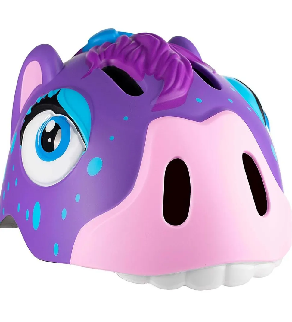 Crazy Safety Cykelhjelm m. Lys - Hest - Lilla