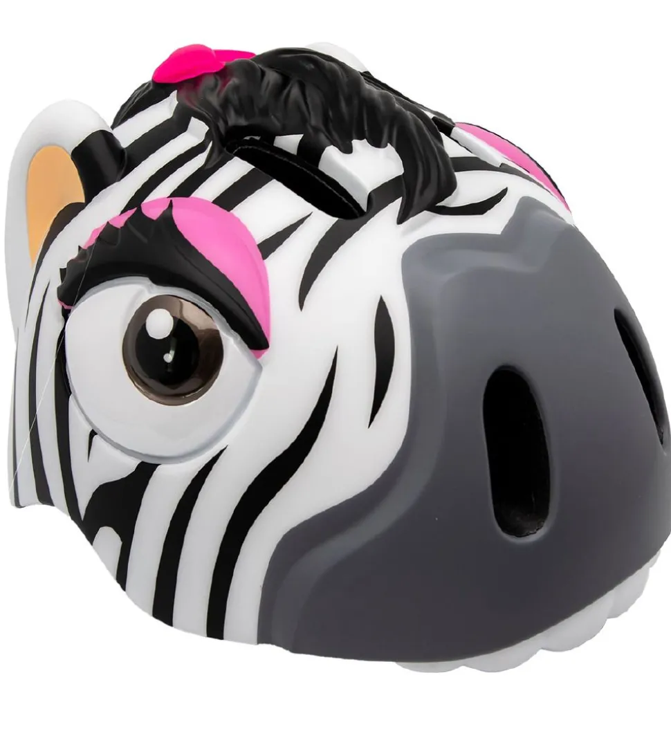 Crazy Safety Cykelhjelm m. Lys - Zebra - Sort/Hvid