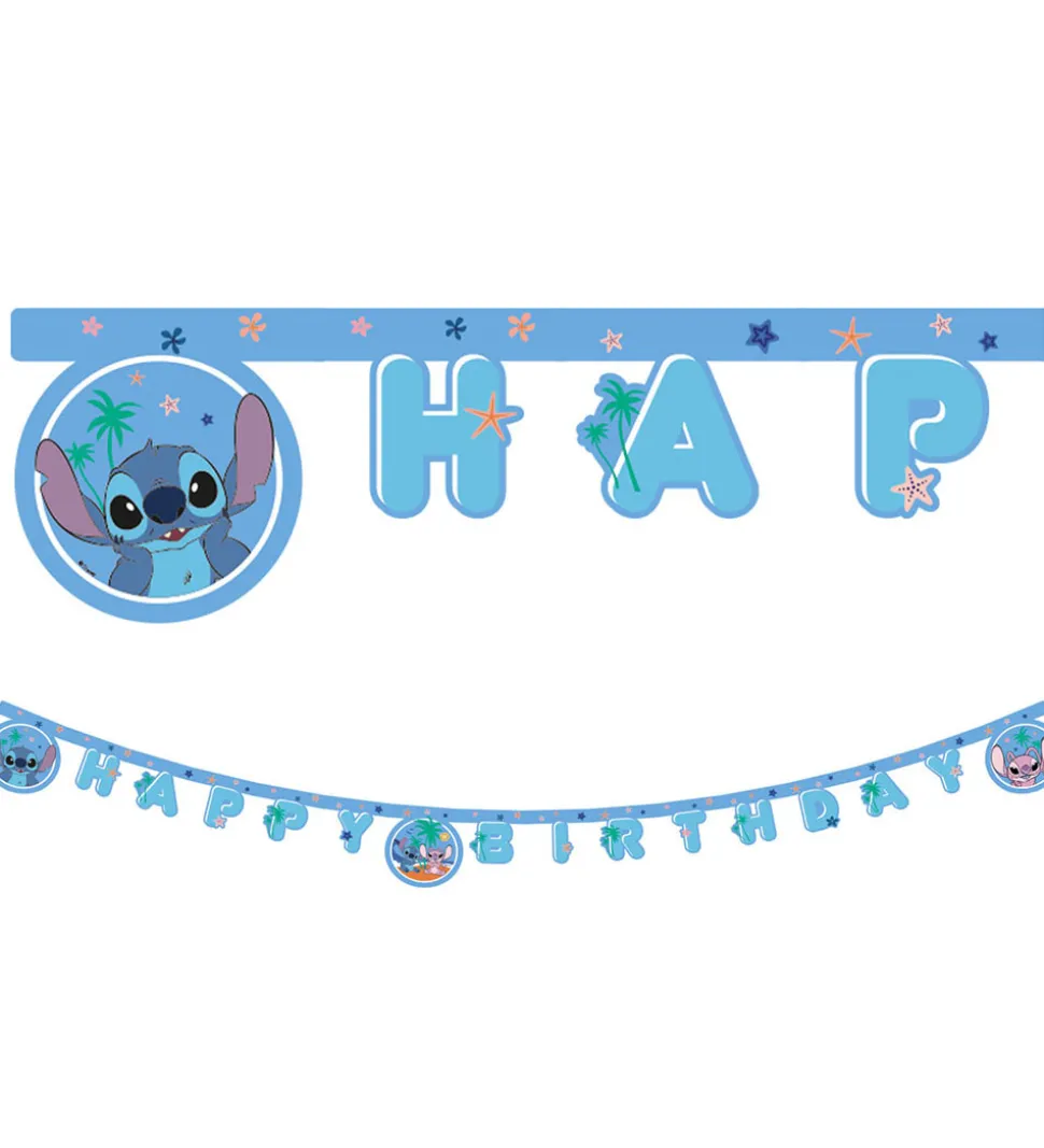 Decorata Party Happy Birthday Banner - Stitch & Angel