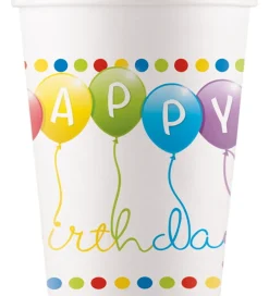Decorata Party Papkrus - 8-pak - 200 ml - Happy Birthday Streame