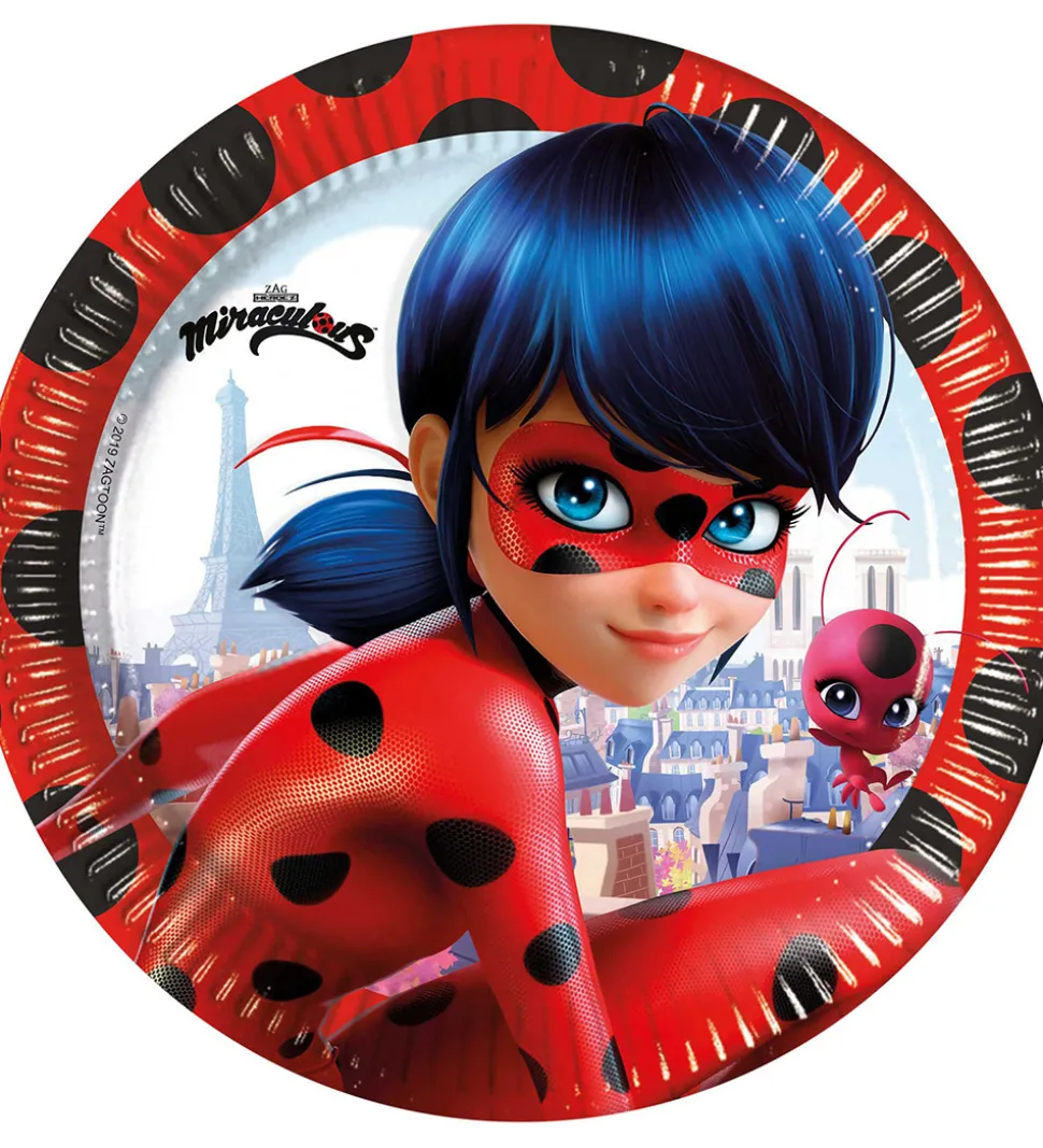 Decorata Party Paptallerkner - 8-pak - 23 cm - Miraculous Lady