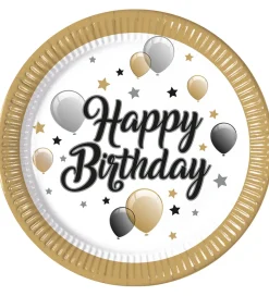 Decorata Party Paptallerkner - 8-pak - 23 cm - Milestone Happy B