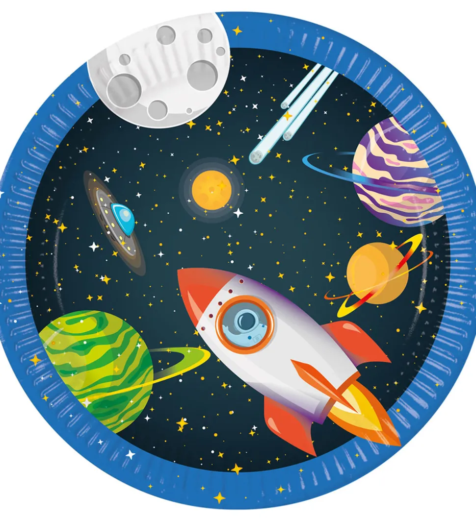 Decorata Party Paptallerkner - 8-pak - 23 cm - Rocket Space