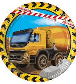 Decorata Party Paptallerkner - 8-pak - 19,5 cm - Construction