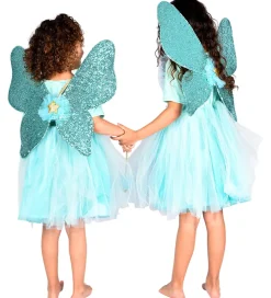 Den Goda Fen Udklædning - Fekjole m. Vinger/Tryllestav - Turkis