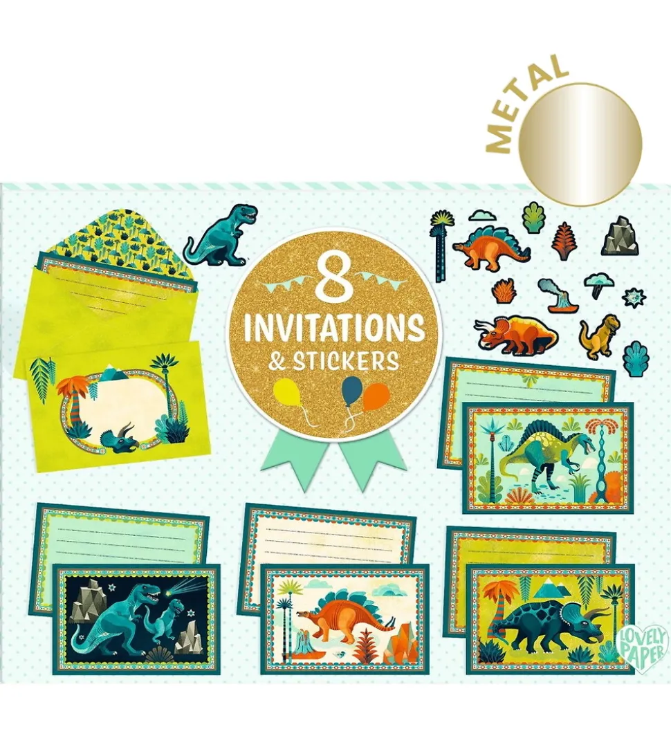 Djeco Invitationer - 8 stk. - Dino