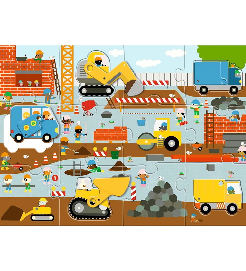 Djeco Puslespil - 17 Brikker - Byggeplads