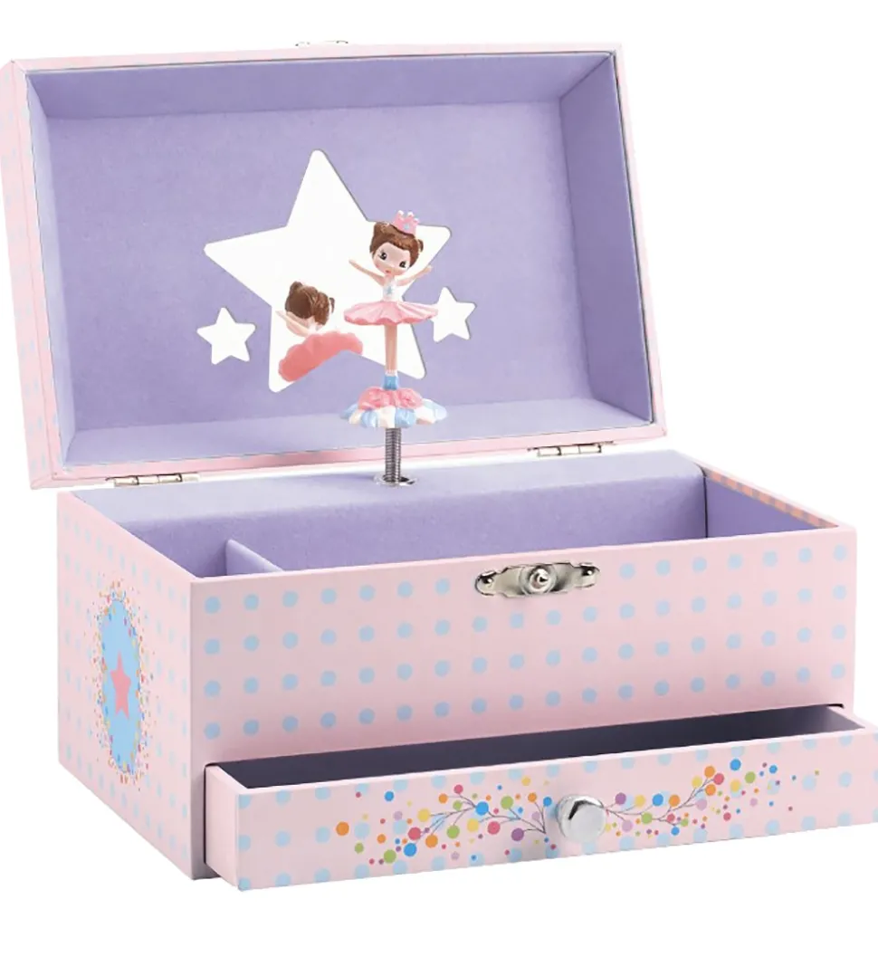 Djeco Smykkeskrin m. Musik - 18x10x13 cm - Ballerina