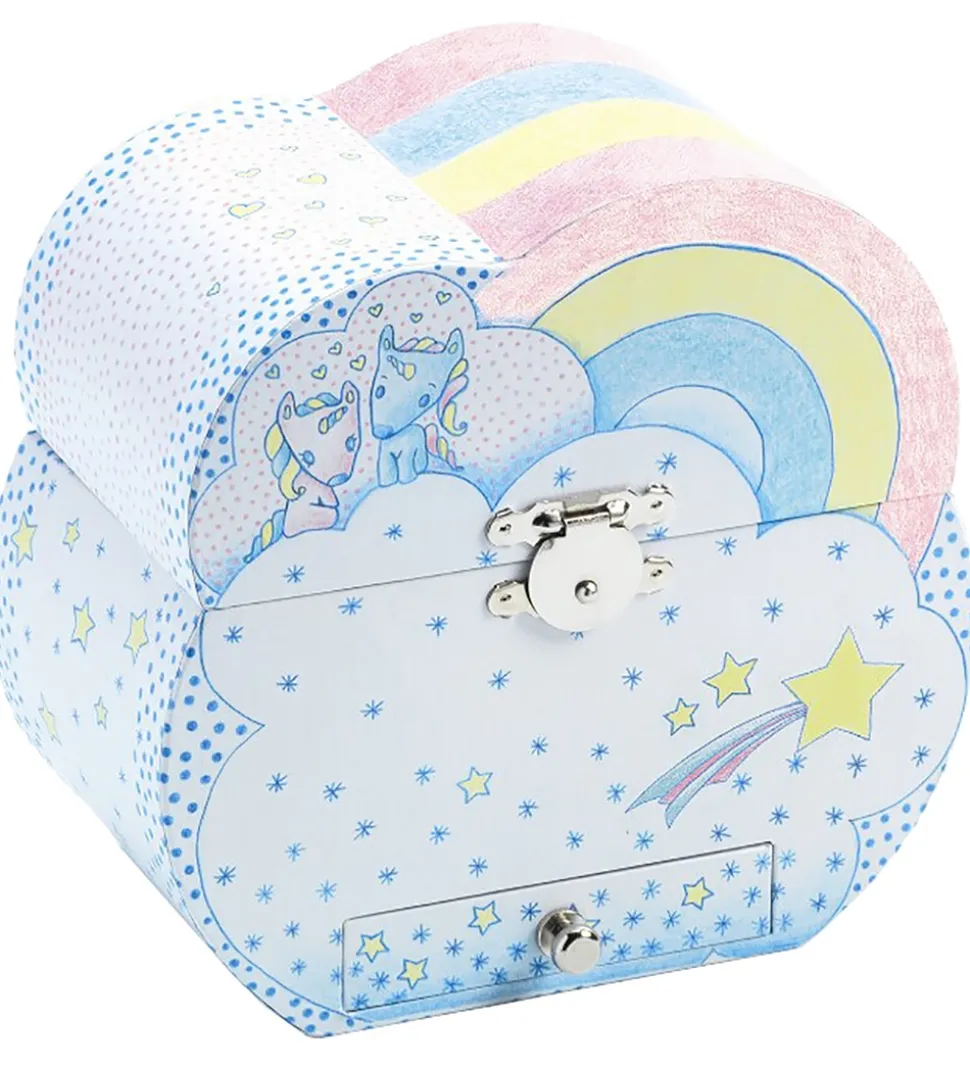 Djeco Smykkeskrin m. Musik - 14,5x14,5x9,5 cm - Enhjørningernes