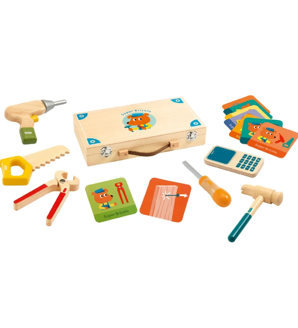 Djeco Værktøjskasse - Træ - Super Bricolo - Handyman