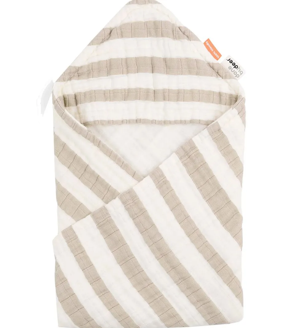 Done By Deer Babyhåndklæde - 70x70 cm - Stripes Sand