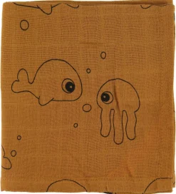 Done By Deer Babysvøb - 120x120 - 2 stk - Sea Friends - Mustard