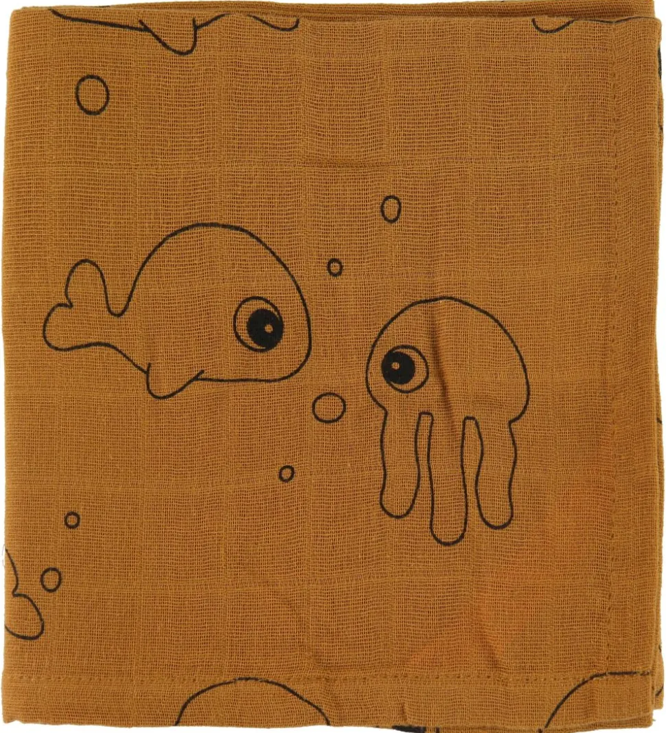Done By Deer Babysvøb - 120x120 - 2 stk - Sea Friends - Mustard