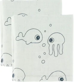 Done By Deer Babysvøb - 120x120 - 2 stk - Sea Friends - Blå