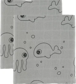 Done By Deer Babysvøb - 120x120 - 2 stk - Sea Friends - Grå