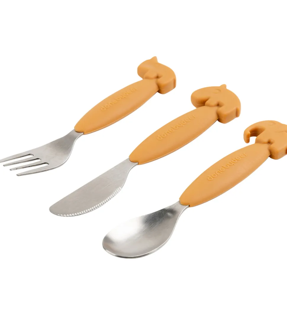 Done by Deer Bestiksæt - 3 Dele - Deer Friends Mustard