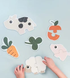 Done by Deer Puslespil - 12 stk - Tiny Farm Colour Mix