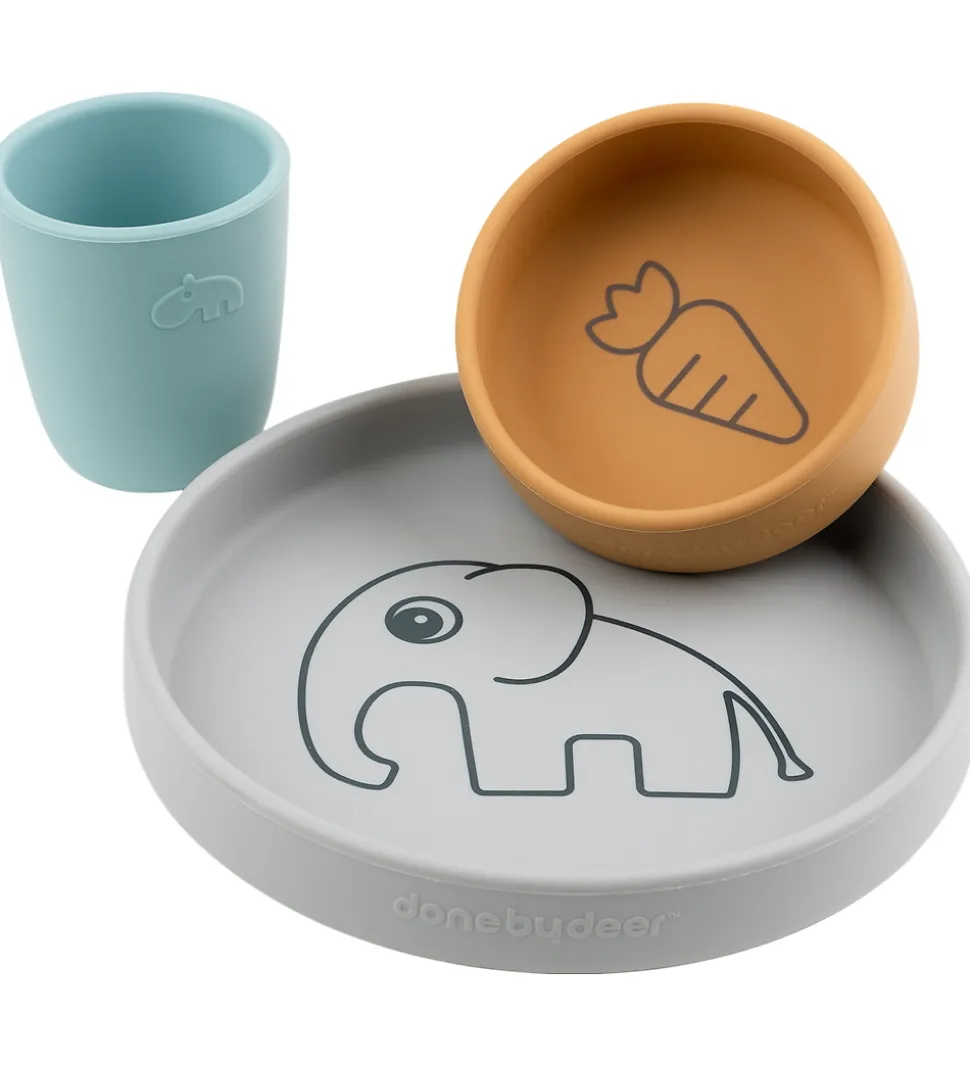 Done by Deer Spisesæt - 3 Dele - Elphee Grey/Mustard/Blue