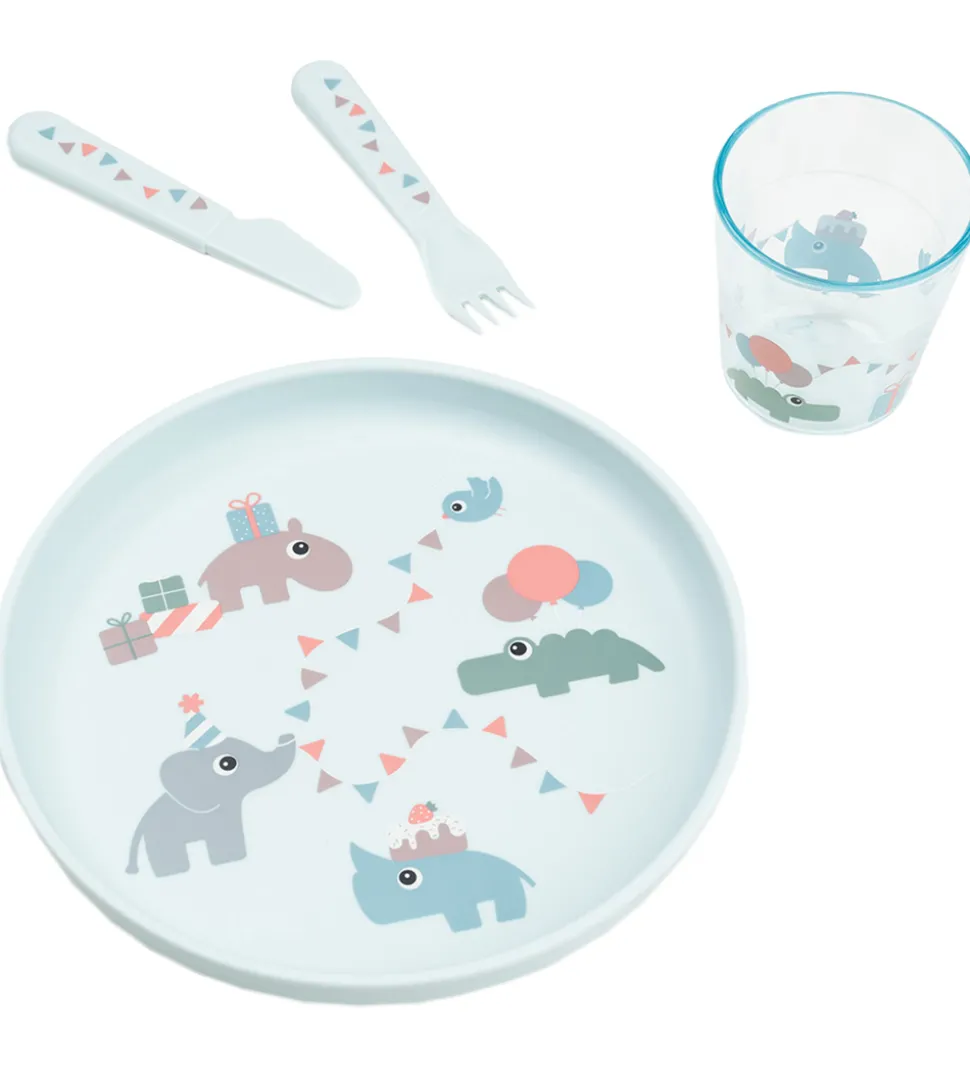 Done by Deer Spisesæt - 4 Dele - Celebration Blue