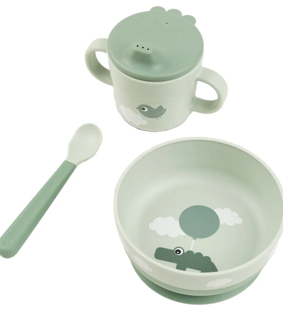 Done By Deer Spisesæt - Foodie - 3 Dele - Happy Clouds Green