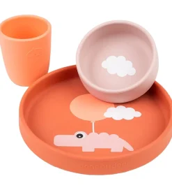 Done By Deer Spisesæt - Silikone - 3 dele - Happy Clouds - Papay