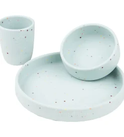 Done By Deer Spisesæt - Silikone - 3 dele - Confetti Blue