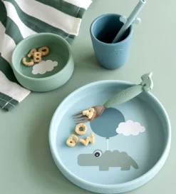 Done By Deer Spisesæt - Silikone - 3 dele - Happy Clouds - Blå