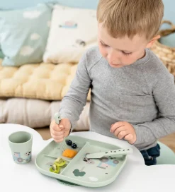 Done by Deer Spisesæt m. Sugekop - 4 Dele - Tiny Farm Grøn