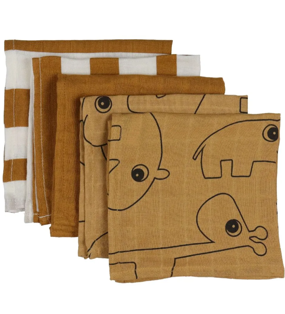 Done by Deer Vaskeklude - 5-pak - 30x30 cm - Deer Friends Mustar