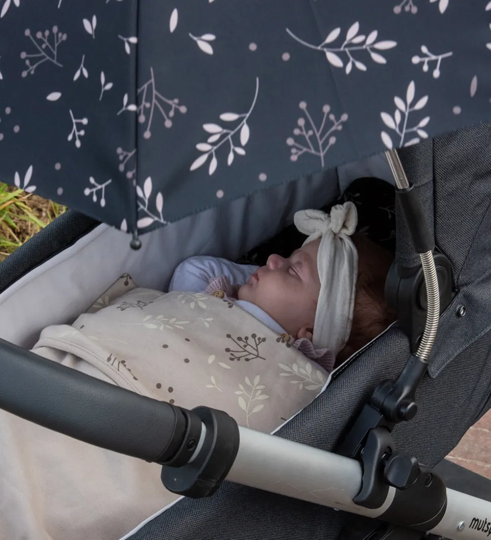 Dooky Parasol/Paraply Til Klapvogn - UV50+ - Romantic Leaves Bla