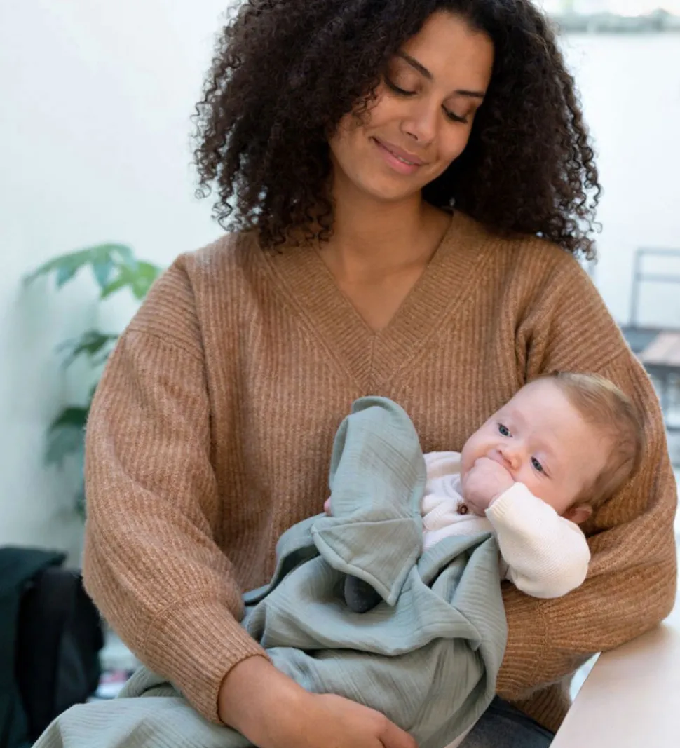 Doomoo Ammetæppe m. Bidering - Musselin - 100x85 cm - Grøn