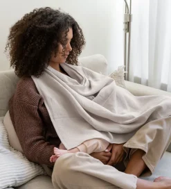 Doomoo Ammetæppe m. Bidering - Musselin - 100x85 cm - Beige