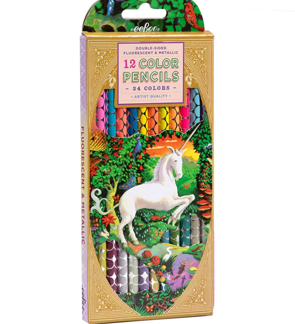 Eeboo Farveblyanter - 12 Stk. - Neon/Metallic - Unicorn