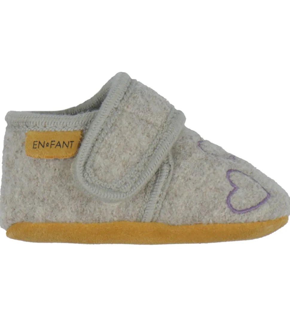 En Fant Hjemmesko - Uld - Grape Shake m. Hjerter