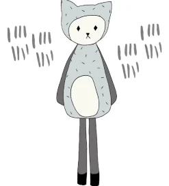 Fabelab Wallstickers - Dreamy Friend Cat - Grå m. Kat