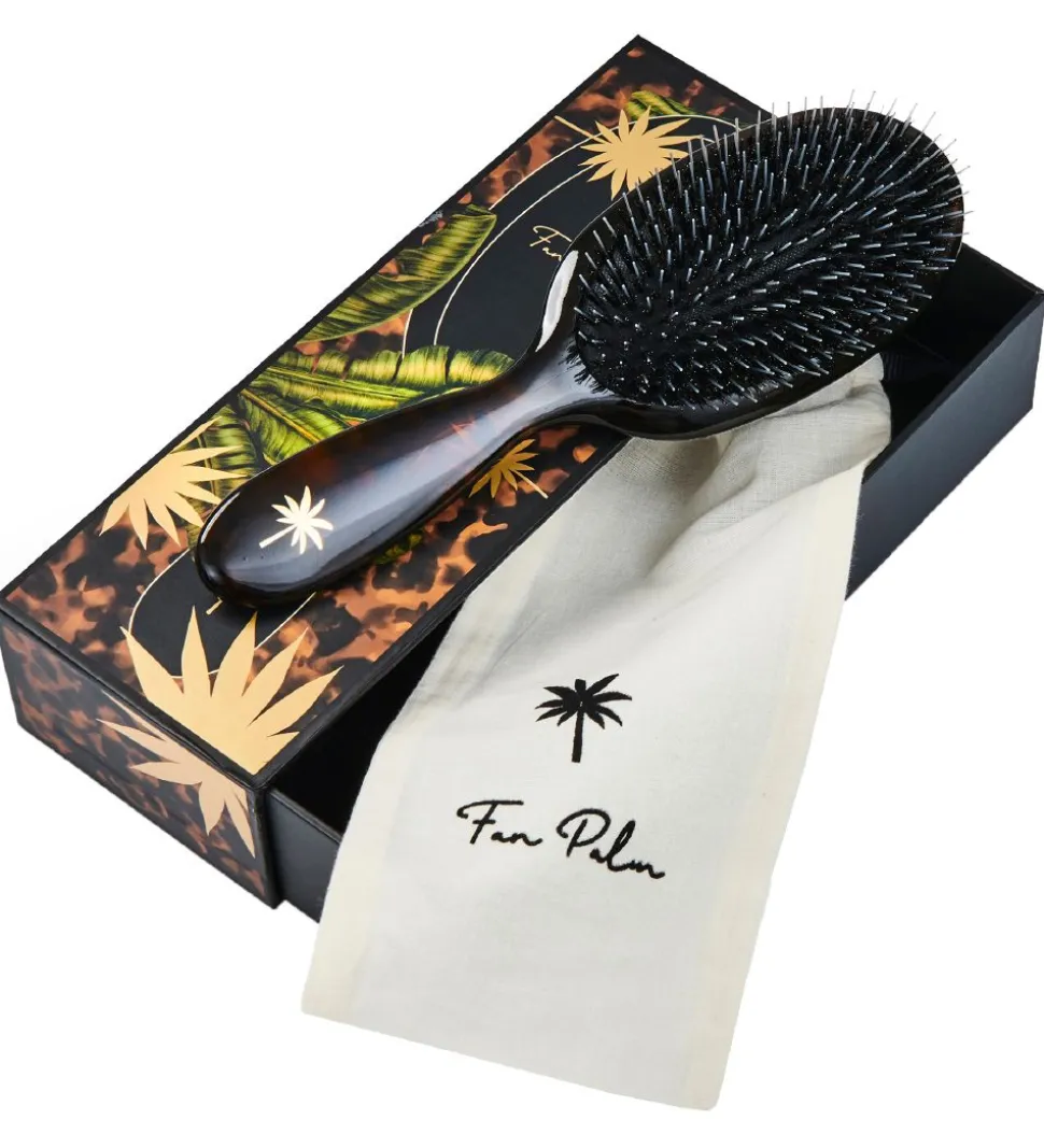 Fan Palm Hårbørste - Medium - Shell Tortoise