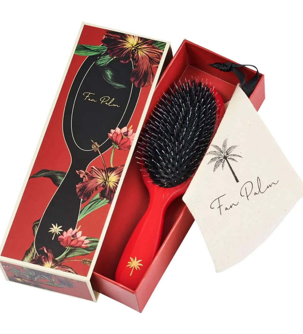 Fan Palm Hårbørste - Medium - Red Poppy