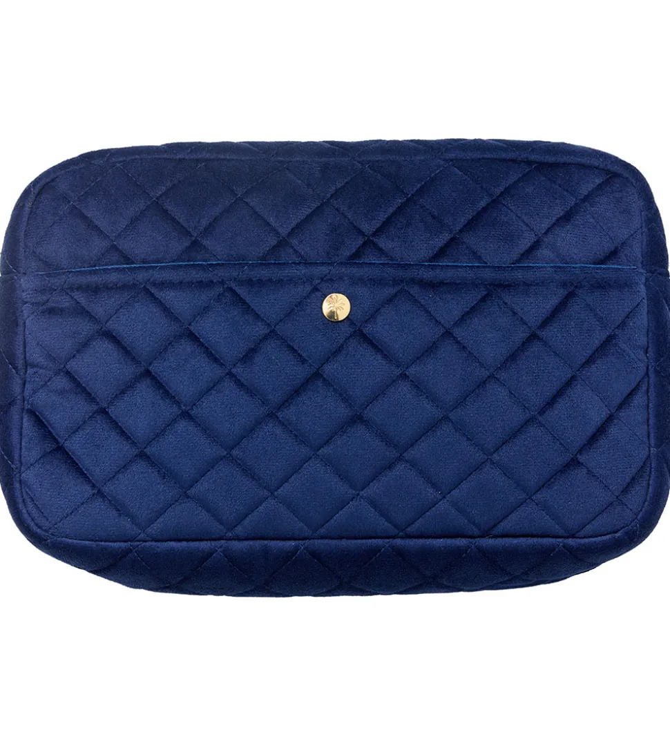 Fan Palm Toilettaske - Large - Quiltet Velour - Midnight Blue