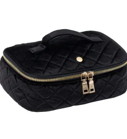 Fan Palm Toilettaske - Large - Quiltet Velour - Black Velvet