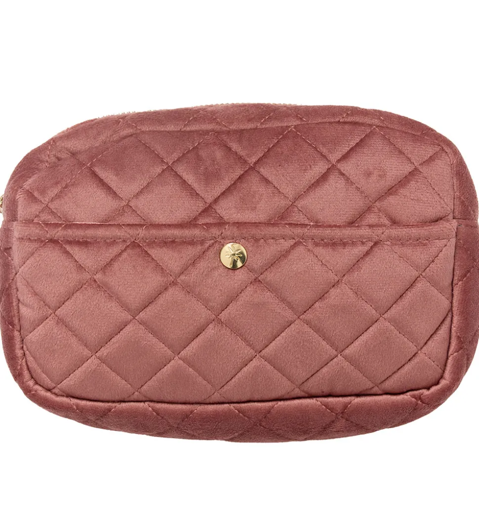 Fan Palm Toilettaske - Medium - Quiltet Velour - Vintage Rose