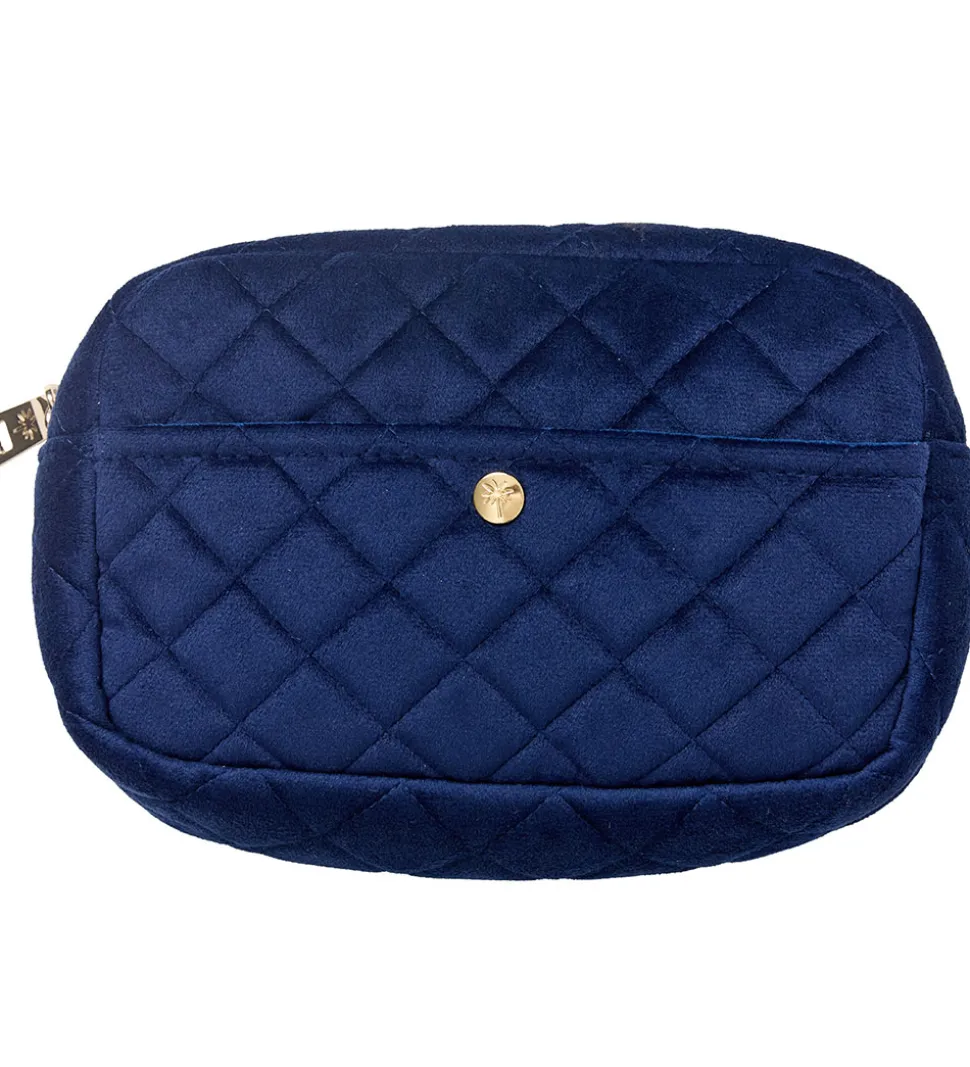 Fan Palm Toilettaske - Medium - Quiltet Velour - Midnight Blue