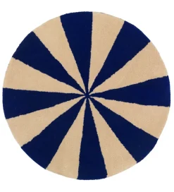 ferm Living Gulvtæppe - Uld - Ø: 70 cm - Blå/Hvid