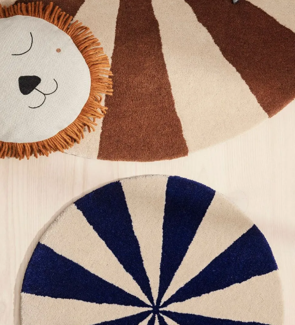 ferm Living Gulvtæppe - Uld - Ø: 70 cm - Blå/Hvid