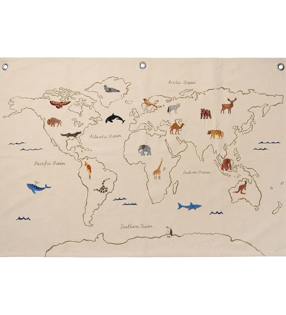 Ferm Living Vægophæng - The World Textile Map - Off White