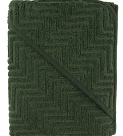Filibabba Babyhåndklæde - Zigzag - 90x90 cm - Dark Green