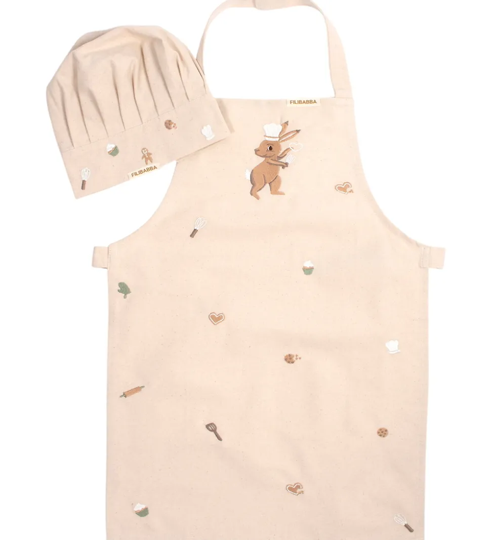 Filibabba Forklæde Og Kokkehue - Wonderful Winter m. Broderi