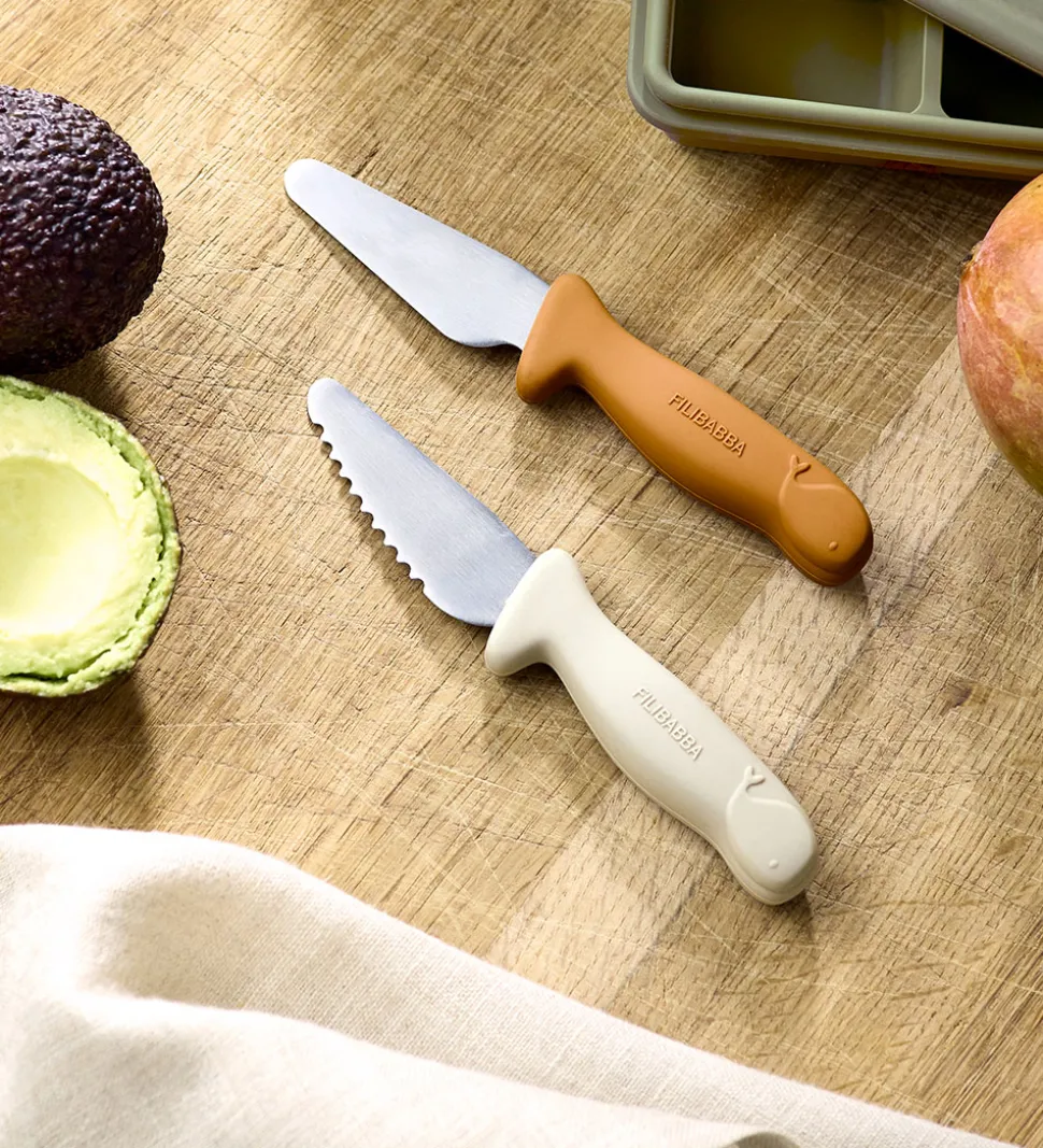 Filibabba Knivsæt Til Børn - 2-pak - Pumpkin + Offwhite