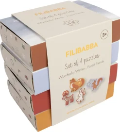 Filibabba Puslespil - Sæt m. 4 Puslespil - Wonderful Winter - Sk