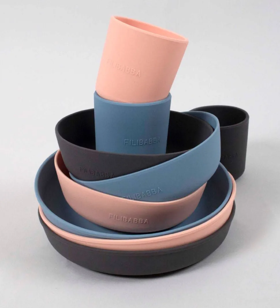 Filibabba Skål - 2-pak - Silikone - Powder Blue