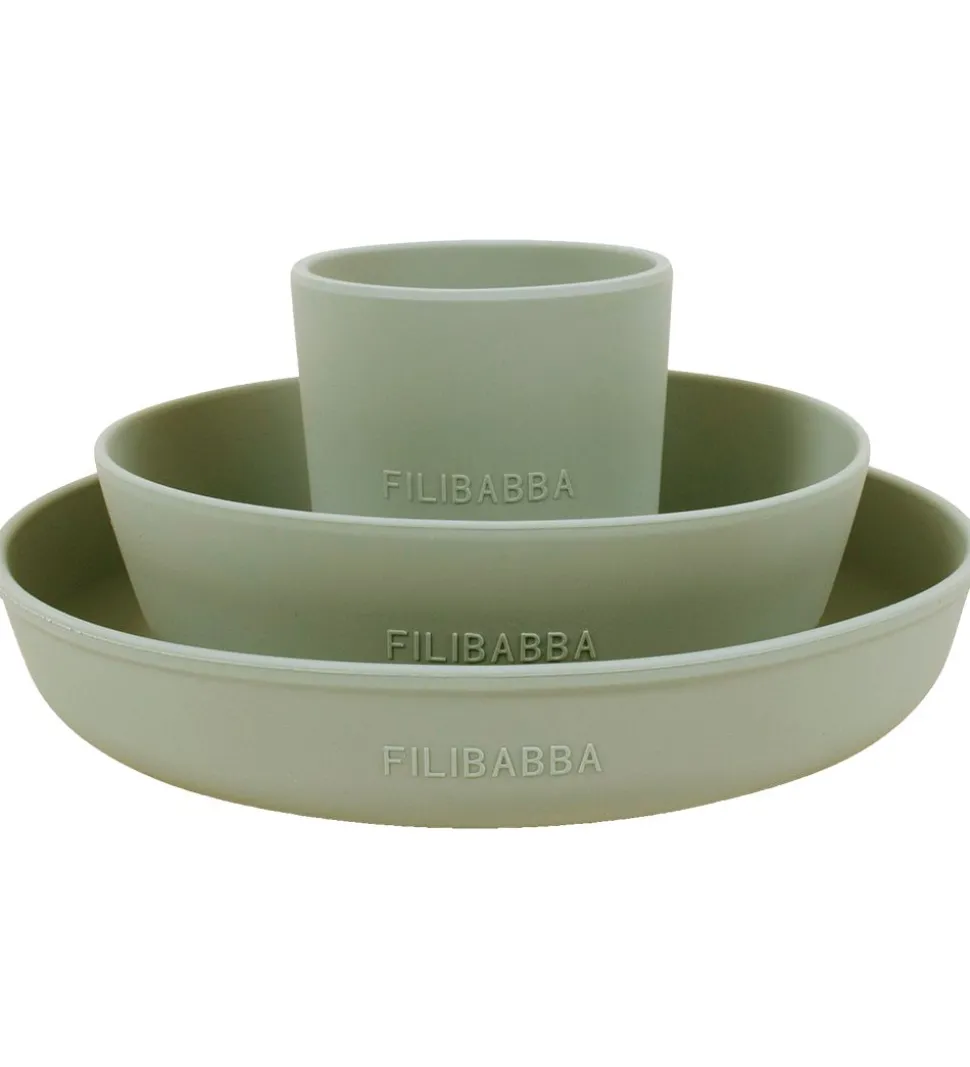 Filibabba Spisesæt - Silikone - 3 dele - Green